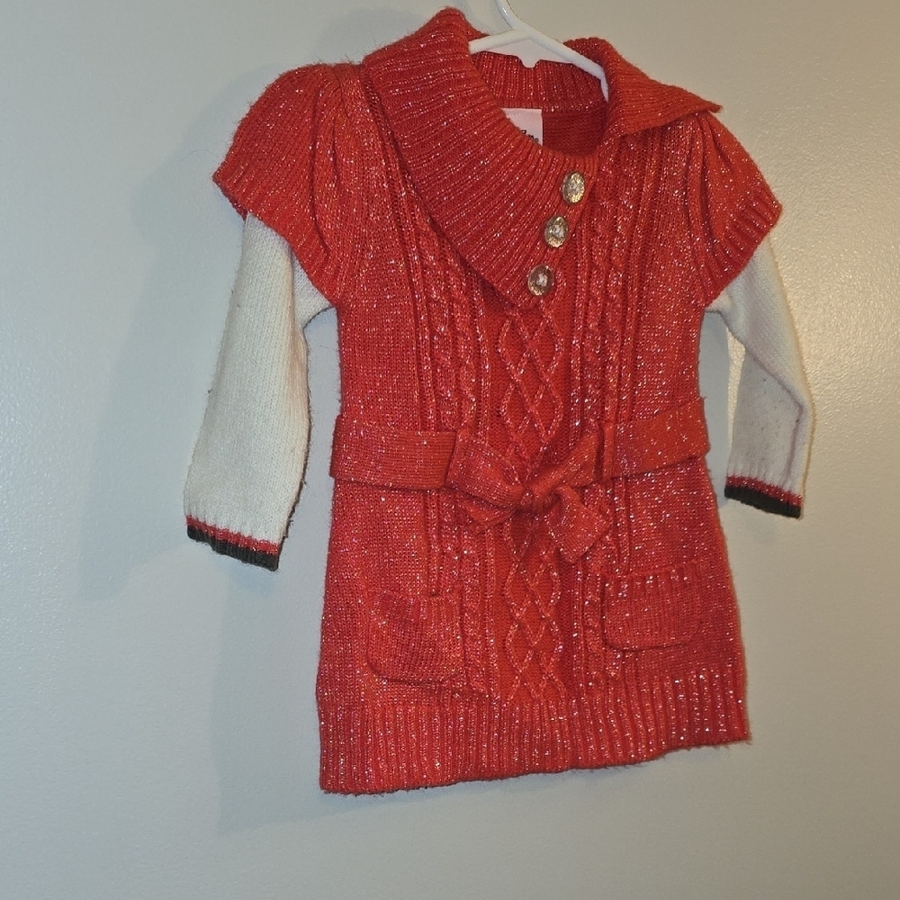 Charming Red Knit Kids Sweater with Buttons LOT R2 - Picture 5 of 6